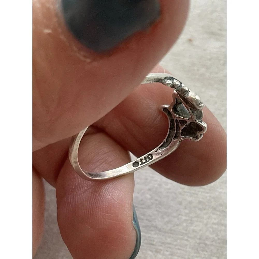 Vintage 925 Sterling Silver Heart With Wings Ring Size 8.25 Estate Jewelry